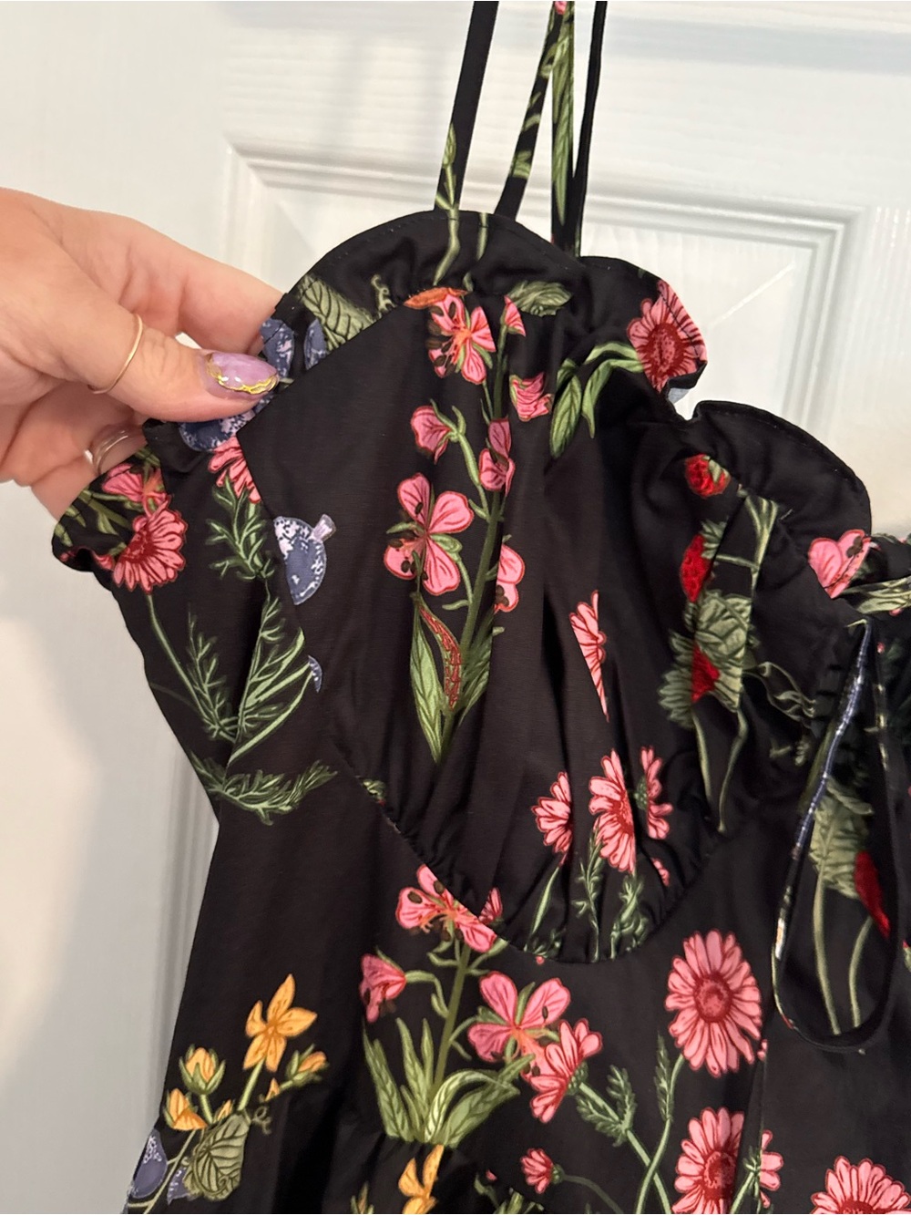 Cider 2xl Black Floral fruit Sundress with Adjustable Straps - Picture 4 of 7
